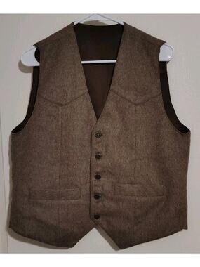 Lanart Collection Vest Size Medium M Baby Alpaca Brown Peru Western Cowboy Mens